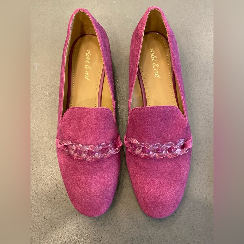 Suede Pink Loafer Flats Size 10 Never Worn
